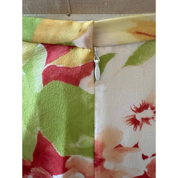 Vintage y2k Linda Allard Ellen Tracy 100% Silk Tropical Print Maxi Skirt Size 8 - Picture 3 of 6